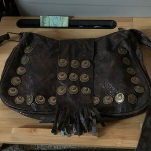 Brown Studded Fringe Women's Bag